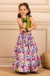 Jilmil Dreamwear_Green Cotton, Lurex Digital Print Top And Lehenga Set _at_Aza_Fashions