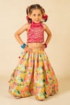Buy_Jilmil Dreamwear_Pink Brocade Embroidery Digital Print Lehenga Set _at_Aza_Fashions