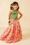 Buy_Jilmil Dreamwear_Green Brocade Embroidery, Tassels Digital Printed Top And Lehenga Set _at_Aza_Fashions