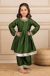 Buy_Jilmil Dreamwear_Green Silk Embroidery Anarkali And Palazzo Set _at_Aza_Fashions