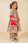 Buy_Jilmil Dreamwear_Gray Silk Embroidery Grey Anarkali Set _at_Aza_Fashions
