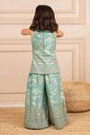 Shop_Jilmil Dreamwear_Mint Silk Embroidery Green Top And Palazzo Set _at_Aza_Fashions