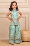 Buy_Jilmil Dreamwear_Mint Silk Embroidery Green Top And Palazzo Set _at_Aza_Fashions
