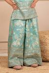 Shop_Jilmil Dreamwear_Mint Silk Embroidery Green Top And Palazzo Set _Online_at_Aza_Fashions