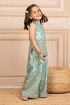 Jilmil Dreamwear_Mint Silk Embroidery Green Top And Palazzo Set _at_Aza_Fashions