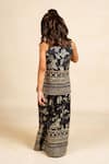 Shop_Jilmil Dreamwear_Black Silk Embroidery Dola Set _at_Aza_Fashions