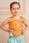 Jilmil Dreamwear_Orange Brocade Tassels Embroidered Top And Aqua Palazzo Set _Online_at_Aza_Fashions