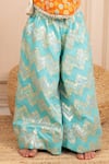 Shop_Jilmil Dreamwear_Orange Brocade Tassels Embroidered Top And Aqua Palazzo Set _Online_at_Aza_Fashions