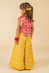 Shop_Jilmil Dreamwear_Pink Brocade Tassels Embroidered Top And Yellow Palazzo Set _at_Aza_Fashions