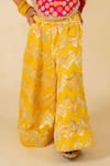 Jilmil Dreamwear_Pink Brocade Tassels Embroidered Top And Yellow Palazzo Set _at_Aza_Fashions