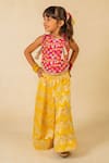 Buy_Jilmil Dreamwear_Pink Brocade Tassels Embroidered Top And Yellow Palazzo Set 