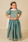 Buy_Jilmil Dreamwear_Blue Tissue Embroidery Fendy Crush Lehenga Set _at_Aza_Fashions