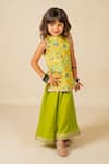 Shop_Jilmil Dreamwear_Yellow Cotton Embroidery Top And Palazzo Set _Online_at_Aza_Fashions
