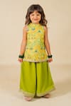 Jilmil Dreamwear_Yellow Cotton Embroidery Top And Palazzo Set _at_Aza_Fashions