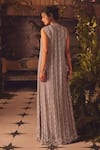 Shop_Roqa_Purple Net, Modal, Satin Sequins, Embroidery Designer Silken Jacket And Skirt Set _at_Aza_Fashions