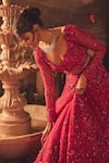 Buy_Roqa_Magenta Net Embroidery, Sequins, Beads Round Neck Designer Roseate Lehenga Set 