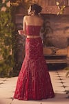Shop_Roqa_Red Net Sequins Off-shoulder Designer Lehenga Set _at_Aza_Fashions