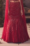 Buy_Roqa_Red Net Sequins Off-shoulder Designer Lehenga Set 