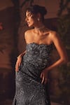 Buy_Roqa_Blue Net Beads Sweetheart Neck Lucent Designer Gown _Online_at_Aza_Fashions