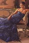 Shop_Roqa_Blue Net Sequins Off-shoulder Celestial Designer Gown _Online_at_Aza_Fashions