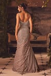 Shop_Roqa_Purple Net Beads, Sequins Square Neck Designer Meadow Gown _at_Aza_Fashions