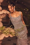 Buy_Roqa_Purple Net Beads, Sequins Square Neck Designer Meadow Gown _Online_at_Aza_Fashions