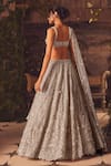 Shop_Roqa_Ivory Net, Organza Sequins, Beads, Embroidery Luminous Designer Lehenga Set _at_Aza_Fashions