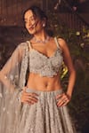 Shop_Roqa_Ivory Net, Organza Sequins, Beads, Embroidery Luminous Designer Lehenga Set _Online_at_Aza_Fashions