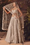Buy_Roqa_Ivory Net, Organza Sequins, Beads, Embroidery Luminous Designer Lehenga Set _at_Aza_Fashions