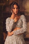Roqa_Purple Net, Organza Sequins, Beads, Embroidery Designer Limerence Lehenga Set _Online_at_Aza_Fashions