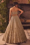 Shop_Roqa_Gold Net Sequins, Embroidery Open Neck Designer Lehenga Set _at_Aza_Fashions