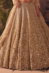 Shop_Roqa_Gold Net Sequins, Embroidery Open Neck Designer Lehenga Set _Online_at_Aza_Fashions