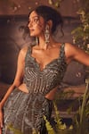 Shop_Roqa_Brown Net Sequins Sweetheart Neck Designer Gown _Online_at_Aza_Fashions