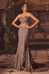 Shop_Roqa_Purple Net Sequins, Beads Sweetheart Designer Embellished Skirt And Blouse Set _at_Aza_Fashions
