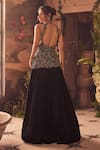 Shop_Roqa_Black Chinon Beads, Sequins Halter Neck Designer Eliana Gown _at_Aza_Fashions
