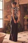Shop_Roqa_Black Net, Modal, Satin Sequins, Embroidery, Beads Designer Blouse And Skirt Set _at_Aza_Fashions