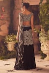 Shop_Roqa_Black Georgette, Net Sequins, Embroidery Designer Pre-draped Saree And Blouse Set _at_Aza_Fashions