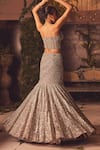 Roqa_Purple Net Sequins, Embroidery Sweetheart Neck Designer Lehenga Set _Online_at_Aza_Fashions