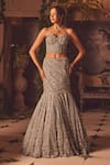 Buy_Roqa_Purple Net Sequins, Embroidery Sweetheart Neck Designer Lehenga Set _Online_at_Aza_Fashions