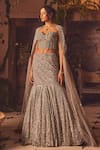 Buy_Roqa_Purple Net Sequins, Embroidery Sweetheart Neck Designer Lehenga Set _at_Aza_Fashions