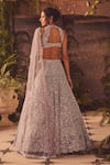 Shop_Roqa_Purple Net Sequins, Embroidery, Beads Halter Neck Designer Lehenga Set _at_Aza_Fashions