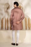 Shop_Char Chaand_Brown Satin, Silk Printed Kurta _at_Aza_Fashions