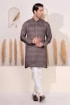 Buy_Char Chaand_Gray Satin, Silk Embroidery Designer Grey Kurta _at_Aza_Fashions