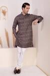 Buy_Char Chaand_Gray Satin, Silk Embroidery Designer Grey Kurta _Online_at_Aza_Fashions
