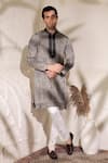 Buy_Char Chaand_Black Linen, Silk Embroidery Designer And White Printed Kurta _at_Aza_Fashions