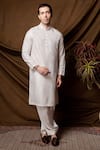 Buy_Char Chaand_White Designer Jacquard Kurta _at_Aza_Fashions