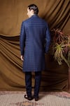 Shop_Char Chaand_Blue Silk Designer Jacquard Sherwani And Pant Set _at_Aza_Fashions