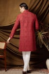 Shop_Char Chaand_Wine Jacquard Designer Sherwani _at_Aza_Fashions