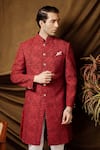 Buy_Char Chaand_Wine Jacquard Designer Sherwani 