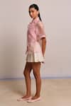 Buy_Shimona_Pink Silk Organza Embroidery Collared Sea Shell Shirt _Online_at_Aza_Fashions